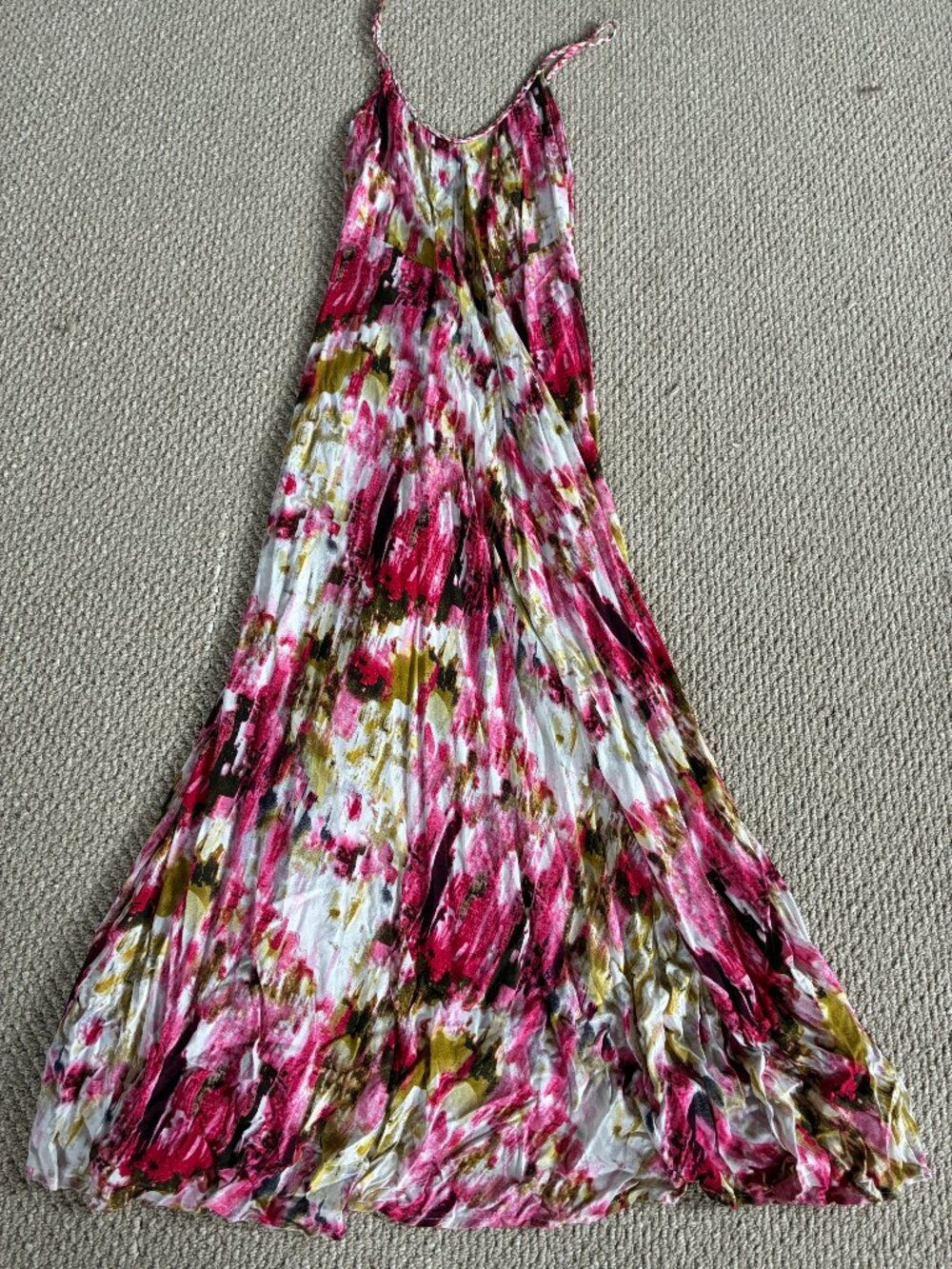 Ark & Co. Small Pink Floral Maxi Dress Beach Straps and Pockets